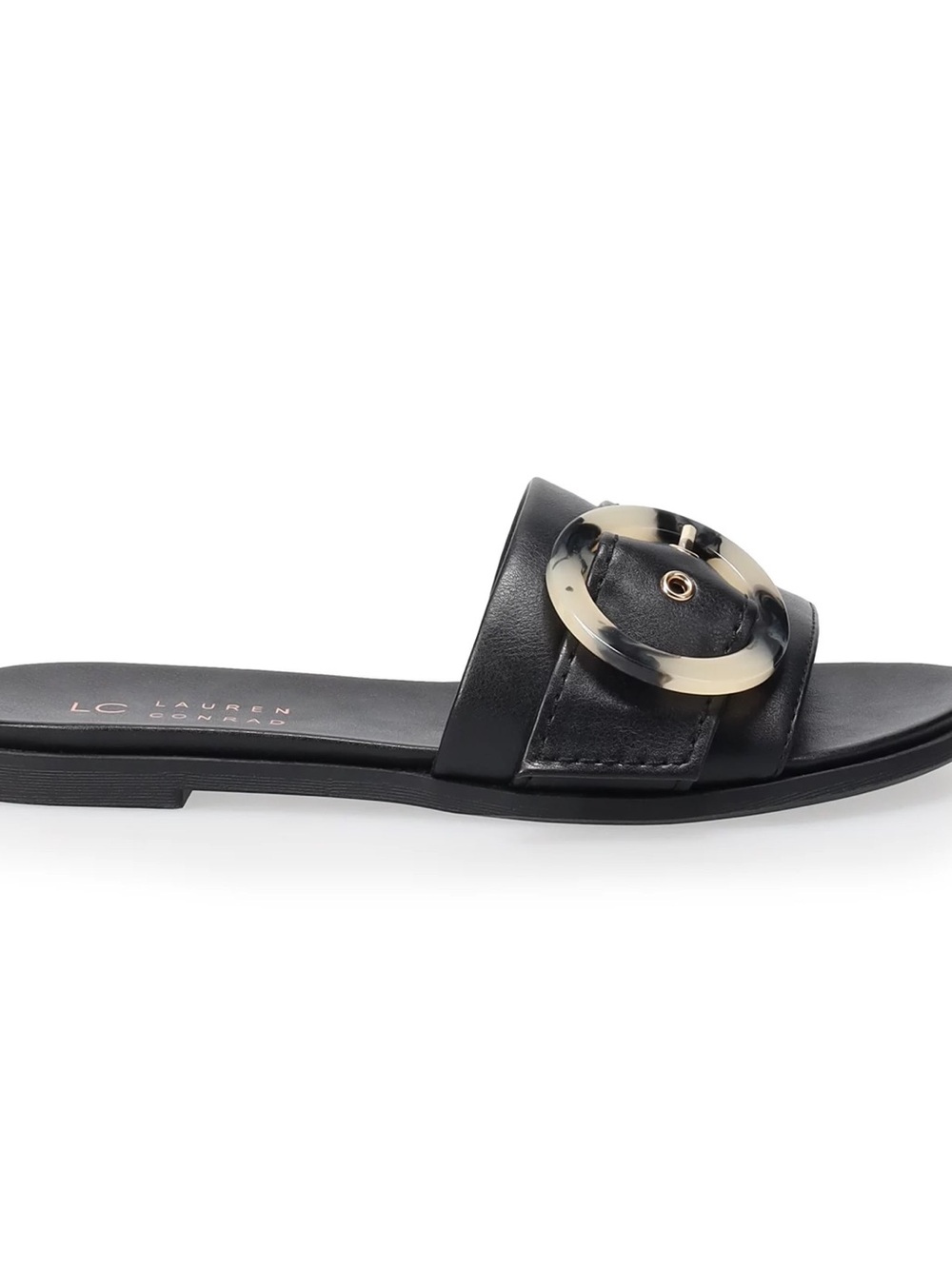 LC Lauren Conrad Black Slide with Tortoiseshell Ring Accent
